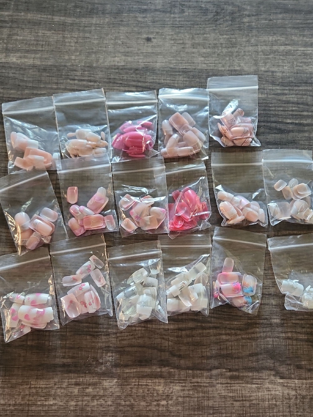 Lot Of 17 Assorted Glue-On Nail Tips - Pink & White Mix
